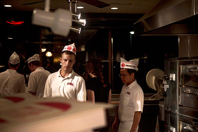 Pagliai's Pizza employees preparing their famous pizza for late night customers on Tuesday September 8, 2015. Pagliai's Pizza has been an Iowa based business since 1957. (The Daily Iowan/Jordan Gale)