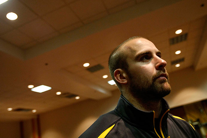Iowa defensive back Tyler Sash gives an interview following their game against Indiana on Saturday, Nov. 6, 2010 at Memorial Stadium in Bloomington, IN. (The Daily Iowan/File Photo)