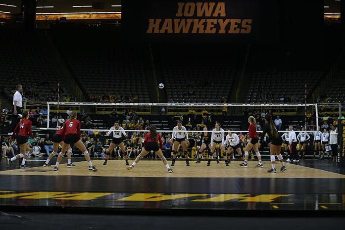 Iowa+Womens+Volleyball+team+plays+against+Nebraska+team+at+Carver+Arena+on+Wednesday%2C+Sept.+23%2C+2015.+The+Hawkeyes+lost+to+the+Cornhuskers%2C+who+are+ranked+number+4+in+the+nation.+%28The+Daily+Iowan%2FLexi+Brunk%29