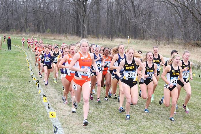 The+Iowa+girls+team+stays+in+a+pack+at+the+Big+10+conference+cross+country+meet+on+Sunday%2C+Nov.+2%2C+2014.+Michigan+State+won+the+womens++title%2C+and+Wisconsin+claimed+the+mens+title.+For+individual+titles%2C+Michigan+State+runner+Leah+OConner+won+the+womens+race%2C+and+Wisconsin+runner+Malachy+Schrobilgen+won+the+mens+race.+%28The+Daily+Iowan%2FJohn+Theulen%29