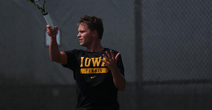 Iowa tennis player Robin Haden practices on the outdoor Hawkeye Tennis and Recreation courts on Wednesday, Sept. 2, 2015. Haden transferred from Mississippi. (The Daily Iowan/Margaret Kispert)