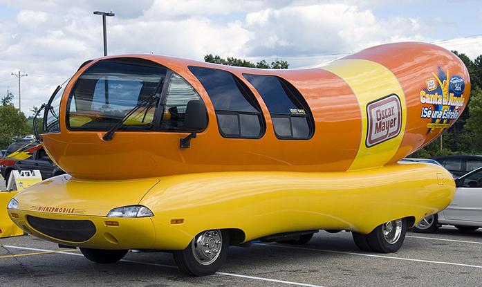 The Oscar Mayer Wienermobile comes to the Public Library