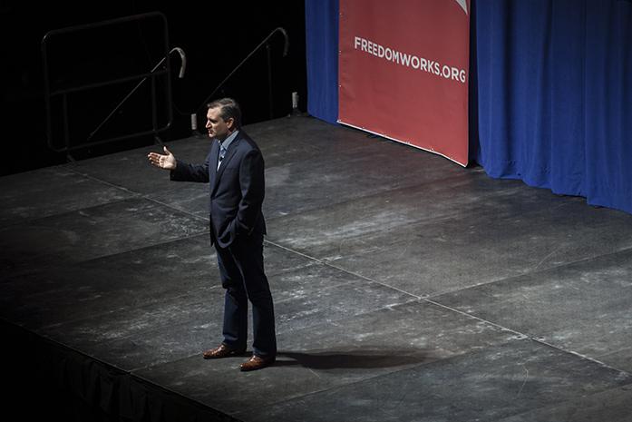 Senator Ted Cruz speaks to the audience at Cedar Rapids, Iowa, on Saturday 5, 2015. Cruz said he supports not only ethanol but all forms of energy. (The Daily Iowan/Peter Kim)