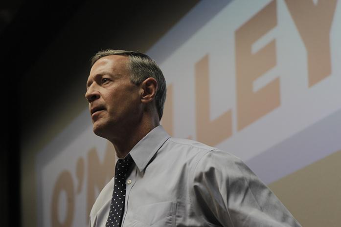 Former Maryland Governor Martin OMalley speaks at a meet and greet in the IMU Iowa Theatre Room on Tuesday, Dec. 8, 2015. OMalley is a Democratic candidate in the upcoming Presidential Election. (The Daily Iowan/Courtney Hawkins)