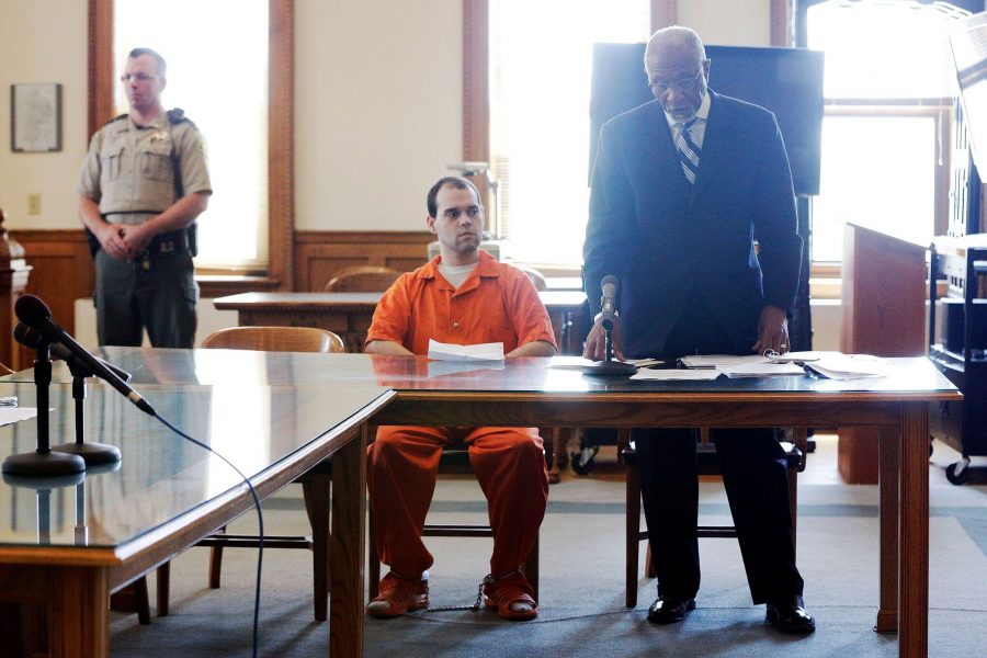 Alexander Kozak, 23, patiently sits before the judge waiting for his sentence. Kozak killed Andrea Farrington, 20, on June 12, 2015. (The Gazette/Liz Martin)