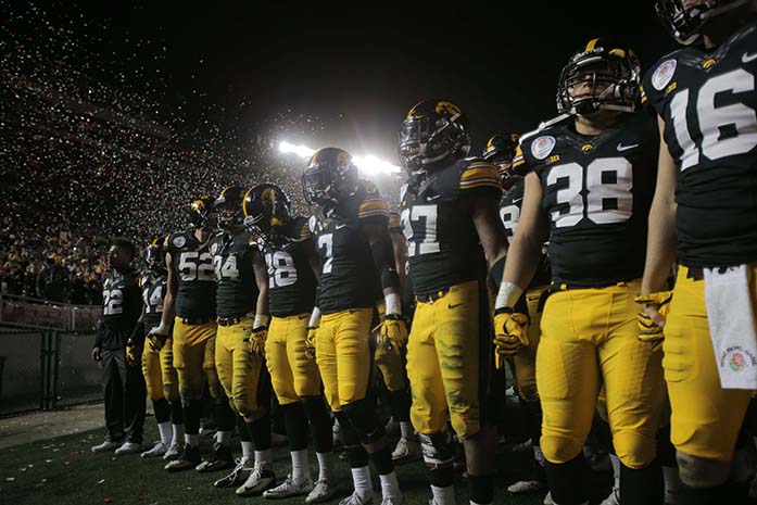 FILE+-+The+Iowa+football+team+joins+hands+for+the+last+time+this+season+after+the+Rose+Bowl+Game+at+Rose+Bowl+Stadium+in+Pasadena%2C+California+on+Friday%2C+Jan.+1%2C+2016.+Stanford+defeated+Iowa%2C+45-16.+%28The+Daily+Iowan%2FMargaret+Kispert%2C+file%29
