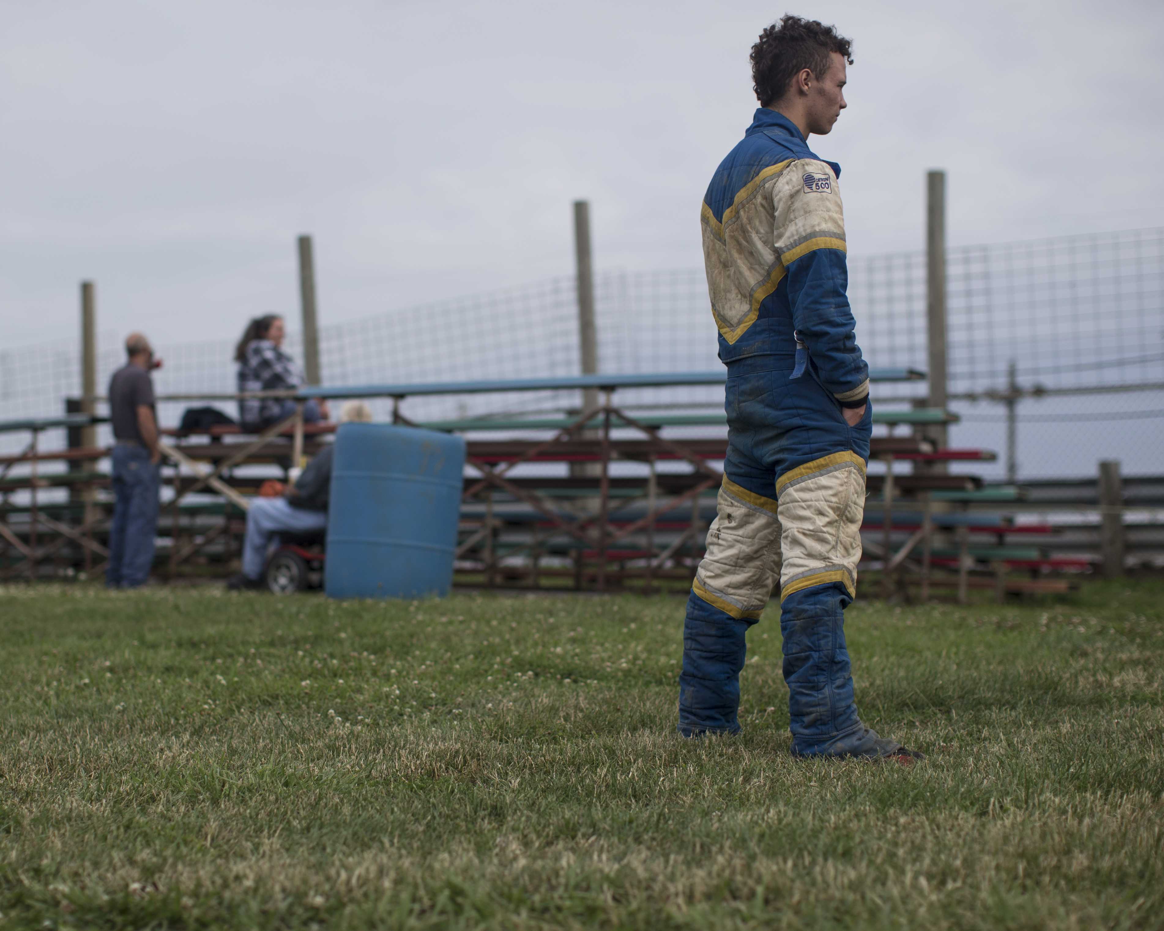 A driver watches the track during a race at the Brooklyn Raceway in Brooklyn, Iowa on Sunday, July 3, 2016. During the summer months, dirt track racing remains a popular sport across the state. (The Daily Iowan/Brooklynn Kascel)