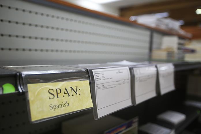 Spanish textbooks run low as Iowa Book gets shorted on Monday, August 29. With the shortage on textbooks students are unable to have access codes for online homework. (The Daily Iowan/ Alex Kroeze)