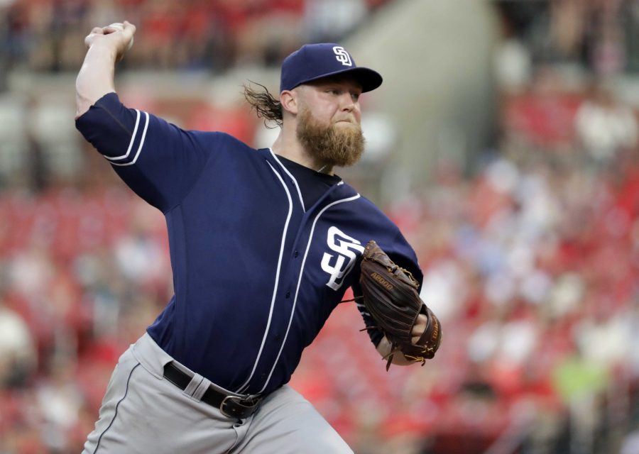 San Diego Padres starting pitcher Andrew Cashner throws during the fourth inning of a baseball game against the St. Louis Cardinals Thursday, July 21, 2016, in St. Louis. (AP Photo/Jeff Roberson)