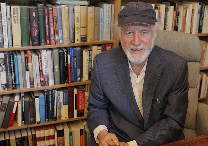 Allan Gurganus, a novelist and short story writer poses for a quick picture on Monday, September 19, 2016. Allan Gurganus will read from his work at 8pm, on Friday, September 23, in the Frank Conroy Reading Room at the Iowa Writers' Workshop. (The Daily Iowan/ Alex Kroeze)