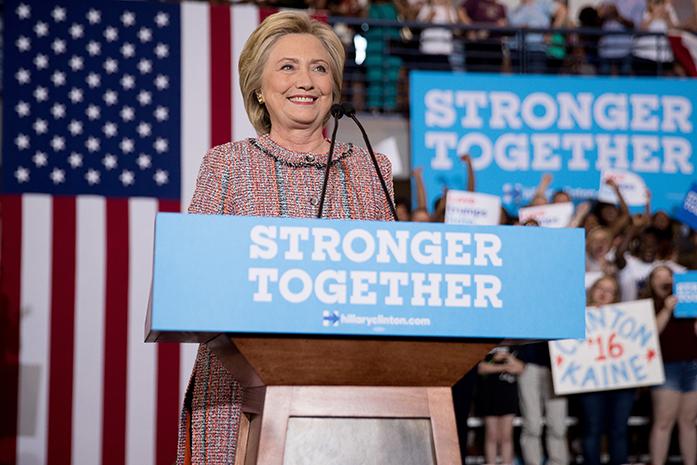 Democratic presidential candidate Hillary Clinton pauses while speaking at a rally at University of North Carolina, in Greensboro, N.C., Thursday, Sept. 15, 2016. Clinton returned to the campaign trail after a bout of pneumonia that sidelined her for three days and revived questions about both Donald Trumps and her openness regarding their health. (AP Photo/Andrew Harnik)