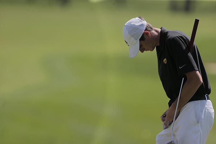Iowa+golfer+Sam+Meuret+rights+on+his+score+pad+during+the+Iowa+Invitational+at+Finkbine+Golf+Course+on+Sunday%2C+April+17%2C+2016.+The+Iowa+tired+for+second+with+Iowa+State+with+a+score+of+858%2C+as+Kansas+took+first+with+a+score+of+849.+%28The+Daily+Iowan%2FMargaret+Kispert%29