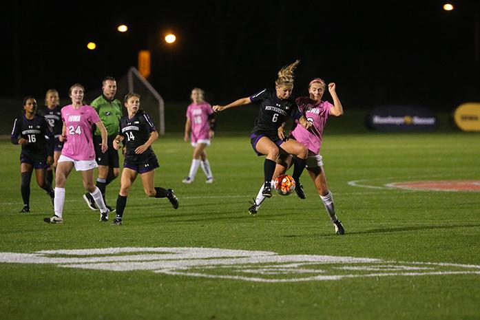 Northwestern+midfielder+Kassidy+Gorman+and+Iowa+midfielder+Isabella+Blackman+fight+for+possession+during+the+match+between+Iowa+and+Northwestern+at+the+Iowa+Soccer+Complex+on+Thursday%2C+October+13%2C+2016.+The+Wildcats+defeated+the+Hawkeyes+in+a+defensive+battle+1-0.+%28The+Daily+Iowan%2F+Alex+Kroeze%29