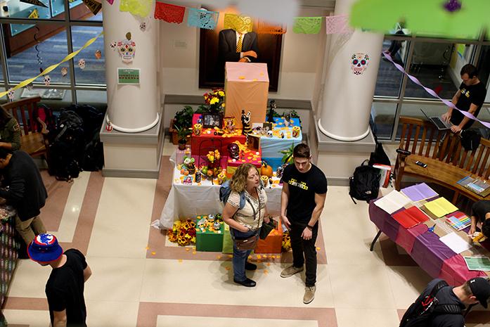 For Dia de los Muertos, the Tippie Senate set up an altar at the Pappajohn Business Building on November 2, 2016 (The Daily Iowan/Osama Khalid)
