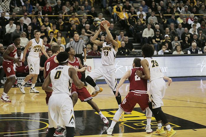 Iowa guard Christian Williams drives against Indiana on Tuesday, March 1, 2016 in Carver-Hawkeye in Iowa City, IA. The Hoosiers defeated the Hawkeyes, 81-78. (The Daily Iowan/Joshua Housing)