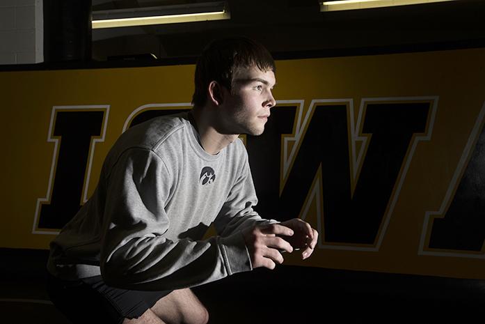 Iowa 149 pound junior Brandon Sorensen poses during wrestling media day in Carver-Hawkeye Arena on Wednesday, November 2, 2016. The Hawkeyes will host their first home meet on November 18, against Iowa Central during the Iowa City Duals at 9 a.m.(The Daily Iowan/Joseph Cress)