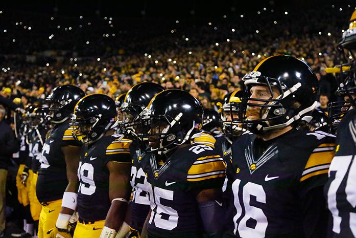 Iowa waits to take the field before the game between Michigan and Iowa at Kinnick Stadium on Saturday, November 12, 2016. Iowa kicker Keith Duncan nailed a 33 yard field goal as the time ran out to beat the No. 2 Wolverines 14-13. (The Daily Iowan/ Alex Kroeze)
