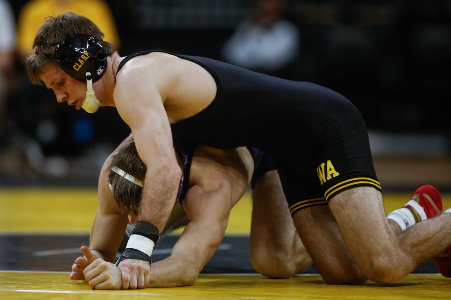 Iowas+133+pound+Cory+Clark+overpowers+Cornell+Colleges+Brody+Lamb+during+the+Iowa+City+Duals+at+the+Carver-Hawkeye+Arena%2C+in+Iowa+City%2C+Iowa++on+Friday%2C+Nov.+18%2C+2016.+Iowa+out+wrestled+both+Cornell+College+45-0+and+Iowa+Central+College+55-0.+%28The+Daily+Iowan%2FAnthony+Vazquez%29