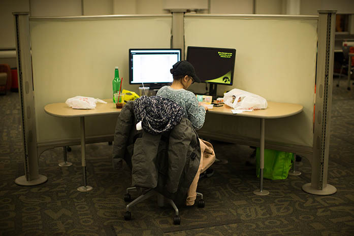 Students studying at the Library to prepare for Finals Week. (The Daily Iowan/Osama Khalid)