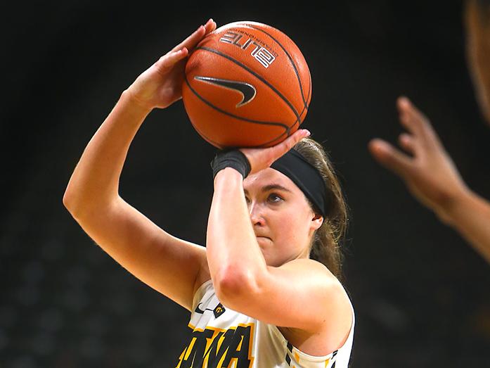 Iowa+center+Megan+Gustafson+shoots+a+free+throw+during+the+meeting+between+the+Iowa+Hawkeyes+and+Rutgers+Scarlet+Knights+on+Thursday%2C+February+2%2C+2016+at+Carver+Hawkeye.+The+Hawkeyes+had+a+strong+second+half%2C+pulling+away+with+the+71-57+win.+%28The+Daily+Iowan%2F+Alex+Kroeze%29