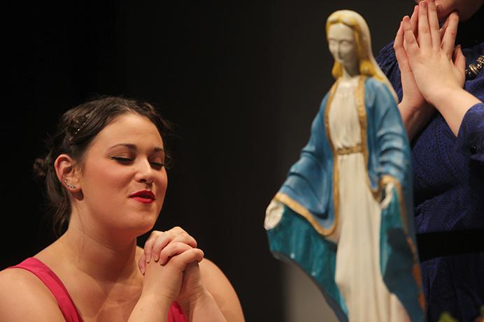 UI students rehearse the play Sarita in Theatre B at the Theatre Building on Wednesday March 22, 2017. Sarita will premiere on March 24th and March 25th in Theatre B. (The Daily Iowan/Courtney Hawkins)