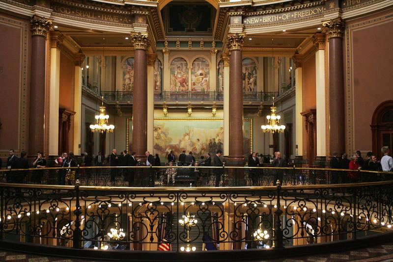 UI students and faculty meet with lawmakers during the Hawkeye Caucus at the State Capitol on Tuesday, April 2, 2012. (The Daily Iowan/Sarah Sebetka)