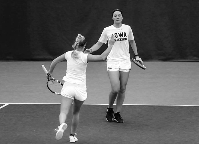 Aimee+Tarun+and+Kristen+Thoms+celebrate+a+point+during+their+doubles+match+against+Northern+Illinois+Pauline+Chawafambira+and+Abigail+Dekkinga+Zoe+Douglas+during+her+singles+match+against+Northern+Illinois+Pauline+Chawafambira++on+January+28%2C+2017+at+the+Hawkeye+Tennis+and+Recreation+Complex.+%28The+Daily+Iowan%2FOsama+Khalid%29