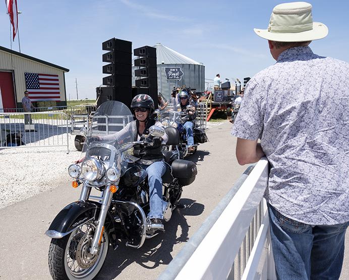 Joni Ernst arrives in Boone during the third annual Roast and Ride event in Boone, Iowa, on Saturday, June 3, 2017. Guests included Vice President Mike Pence; Sen. Tim Scott, R-S.C.; Sen. Chuck Grassley, R-Iowa; Iowa Gov. Kim Reynolds; and Rep. Steve King, R-Iowa. (The Daily Iowan/Nick Rohlman)