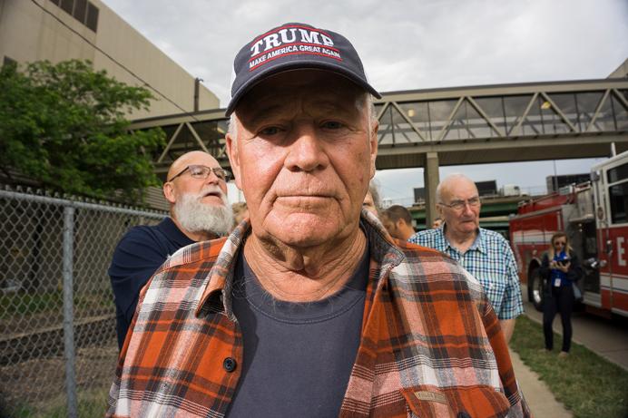 A Trump Supporter poses for a portrait near the Donald Trump rally in Cedar Rapids, Iowa on Wednesday, June 21, 2017. The arena was filled to capacity and many of the supporters had to be turned away. (James Year/The Daily Iowan)