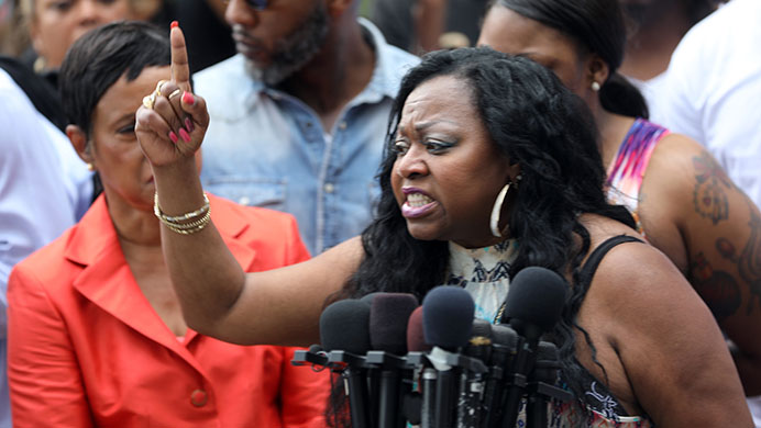 Valerie Castile, mother of Philando Castile, spoke with passion about her reaction to a not guilty verdict for Officer Jeronimo Yanez at the Ramsey County Courthouse in St. Paul, Minn., on Friday June 16, 2017.  (Renee Jones Schneider/Star Tribune via AP)