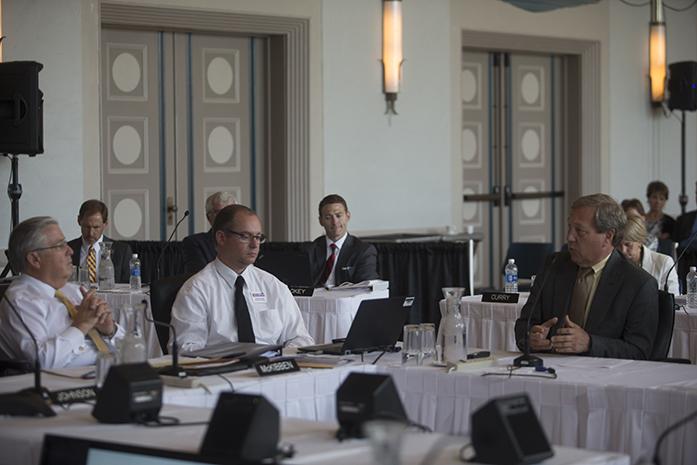 University of Iowa President Bruce Harreld speaks during an Iowa Board of Regents Meeting on Thursday June 8, 2017. (The Daily Iowan/Nick Rohlman)