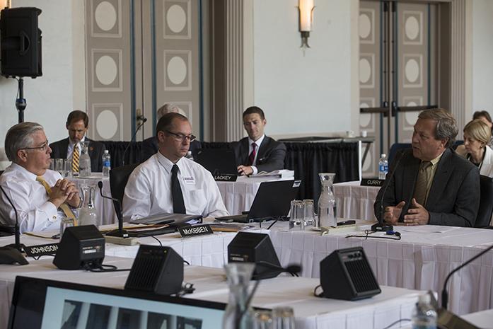 University of Iowa President Bruce Harreld speaks during an Iowa Board of Regents Meeting on Thursday June 8, 2017. (The Daily Iowan/Nick Rohlman)