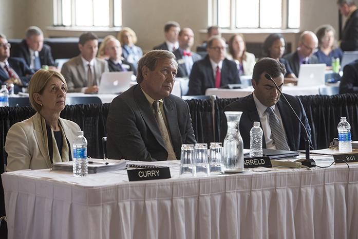 University of Iowa Representives sit and listen during an Iowa Board of Regents Meeting on Thursday June 8, 2017. (The Daily Iowan/Nick Rohlman)