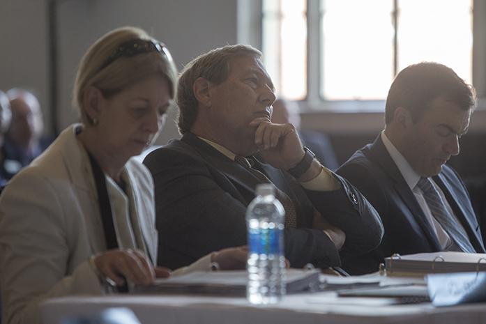 University of Iowa President Bruce Harreld Sits with the other Institutional heads representing the University of Iowa during an Iowa Board of Regents Meeting on Thursday June 8, 2017. (The Daily Iowan/Nick Rohlman)