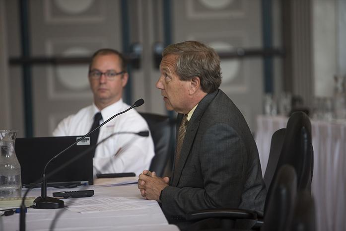 University of Iowa President Bruce Harreld speaks during an Iowa Board of Regents Meeting on Thursday June 8, 2017. (The Daily Iowan/Nick Rohlman)