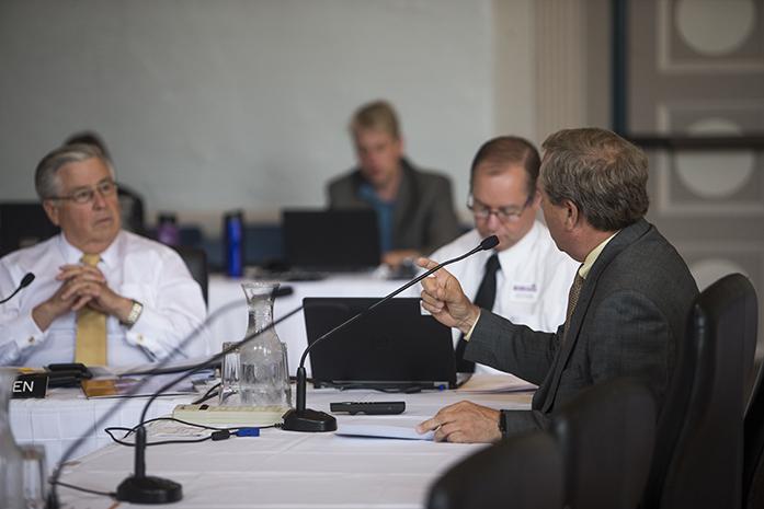 University of Iowa President Bruce Harreld speaks during an Iowa Board of Regents Meeting on Thursday June 8, 2017. (The Daily Iowan/Nick Rohlman)