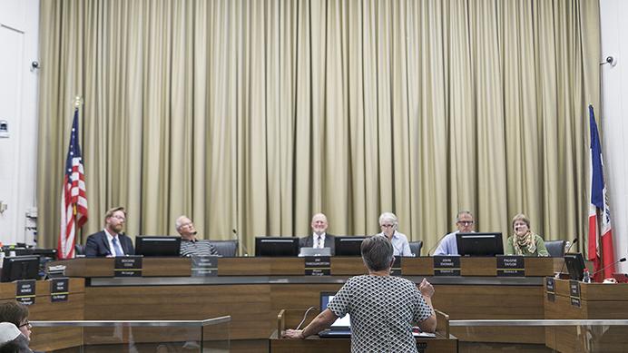 Iowa City Mayor, Jim Throgmorton, opens up the floor for discussion on several issues on Tuesday, June 20, 2017. A few of the items on the agenda ranged from a Juneteenth National Freedom Day and zoning issues. (James Year/The Daily Iowan)