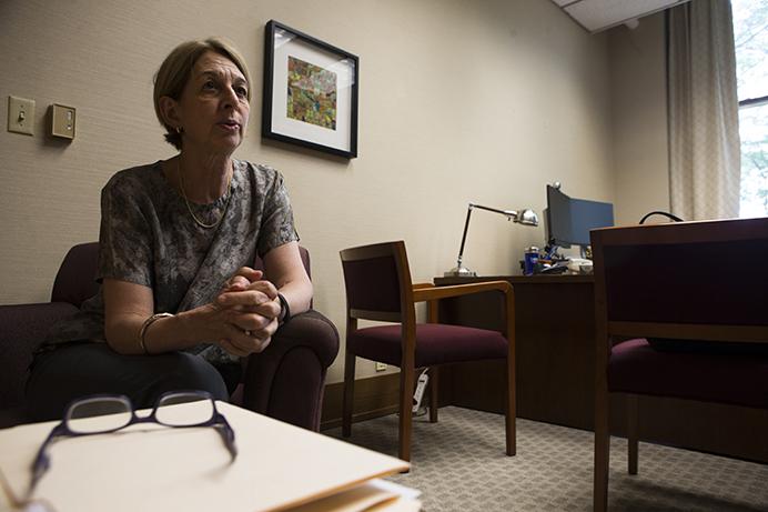 Interim provost Sue Curry speaks during an interview inside her office in Jessup Hall on Monday, June, 12, 2017. Curry began as interim provost in April after P. Barry Butler stepped down to take a position as the new president of Embry-Riddle Aeronautical University. (The Daily Iowan/Joseph Cress)