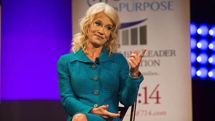 Kellyanne+Conway%2C+the+counselor+to+the+President%2C+speaks+during+the+Family+Leadership+Summit+in+Des+Moines+on+Saturday%2C+July+15%2C+2017.+The+6th+annual+summit+featured+speakers+Kellyanne+Conway%2C+the+counselor+to+the+President%2C+Iowa+Sen.+Joni+Ernst%2C+R-Iowa%2C+and+Rep.+Chuck+Grassley%2C+R-Iowa%2C+as+well+as+The+Benham+Brothers.+%28Joseph+Cress%2FThe+Daily+Iowan%29