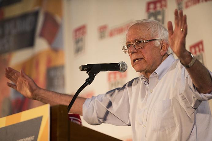 Sen. Bernie Sanders, I-Vermont, speaks during the annual Iowa Citizens for Community Improvement Action Fund in Des Moines, Iowa, on Saturday, July 15, 2017. Sanders spoke as the keynote speaker for the event. (Joseph Cress/The Daily Iowan)