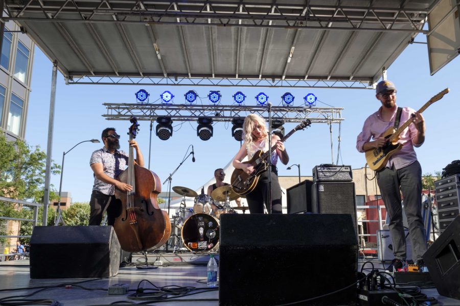 Elizabeth Moen plays at the 80/35 music festival in Des Moines on Friday July 7, 2017. This year is the tenth anniversary of the festival. (Nick Rohlman/The Daily Iowan)