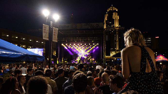 Fans listen to MGMT's set during the 80/35 music festival in Des Moines on Friday July 7, 2017. This year is the tenth anniversary of the festival. (Nick Rohlman/The Daily Iowan)