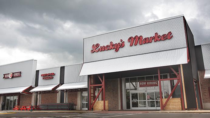 The facade of Luckys Market at Sycamore Mall on Monday, June 22, 2015. Luckys Market opens on July 1. Daily Iowan / Cora Bern-Klug