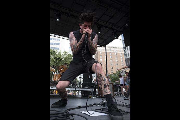 Jeffrey Eaton of Modern Life is War performs during the 80/35 music festival in Des Moines on Saturday July 8, 2017. This years 80/35 is the tenth anniversary of the downtown Des Moines festival. (Nick Rohlman/The Daily Iowan)