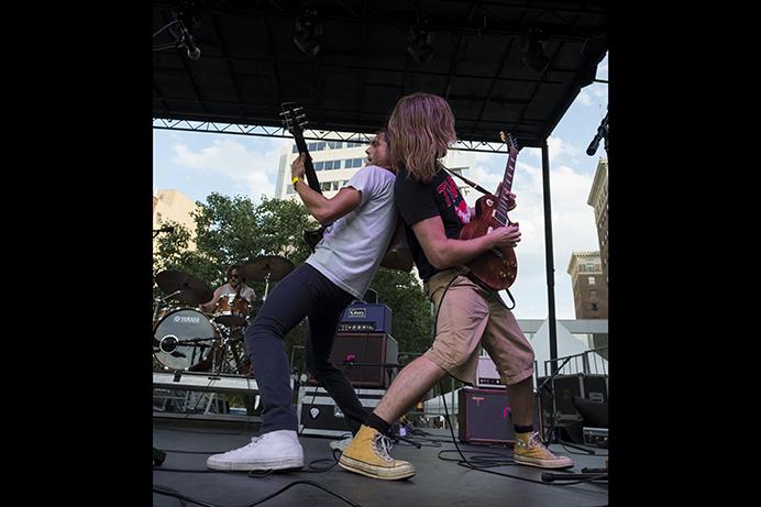 Diarrhea Planet performs during the 80/35 music festival in Des Moines on Saturday July 8, 2017. This years 80/35 is the tenth anniversary of the downtown Des Moines festival. (Nick Rohlman/The Daily Iowan)