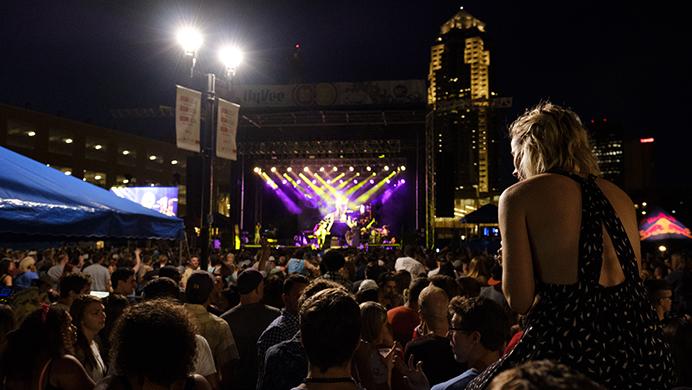 Fans listen to MGMT's set during the 80/35 music festival in Des Moines on Friday July 7, 2017. This year is the tenth anniversary of the festival. (Nick Rohlman/The Daily Iowan)