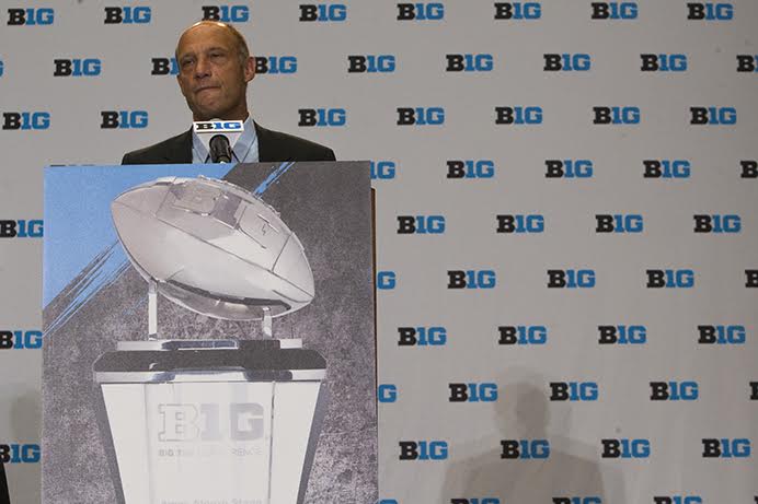 Nebraska head coach, Mike Riley, speaks during Big Ten Football Media Day two at McCormick Place Conference Center in Chicago on Tuesday, July 25, 2017. (Ben Smith/The Daily Iowan)