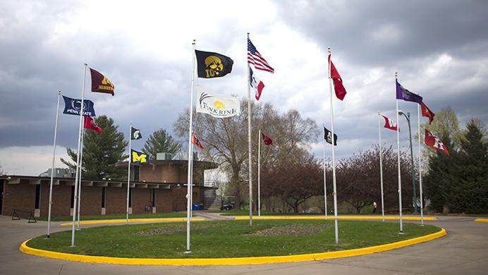 Flags wave during the Hawkeye Invitational at Finkbine Golf Course on Saturday, April 15, 2017.
 (The Daily Iowan/Joseph Cress)