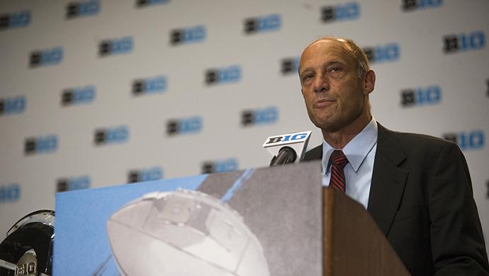 Nebraska head coach, Mike Riley, speaks during Big Ten Football Media Day two at McCormick Place Conference Center in Chicago on Tuesday, July 25, 2017. (Ben Smith/The Daily Iowan)