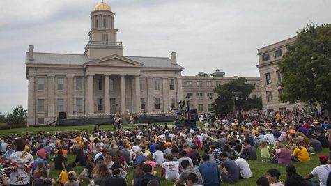 New students attend the Convocation on the Pentacrest on Sunday. In 2016, the incoming class consisted of 5,643 incoming new first-year students. (Shivansh Ahuja/The Daily Iowan)